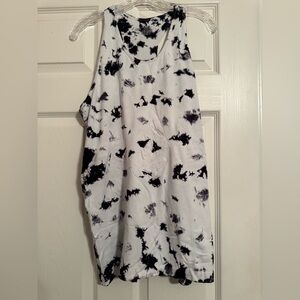 ZYIA Black and White Tie-Dye Tank Top
